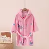 Bata de noche de franela para niños, bata de baño para niños de vellón de coral, ropa de casa de dibujos animados para niños y niñas, otoño e invierno, bata de cuatro estaciones