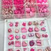 Rosa Barbie Liga de Cerâmica Acrílico Contas Pintadas à Mão Contas de Arroz Pulseira DIY Acessórios de Joias Feitos à Mão