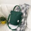 Bolso Bandolera de Lona Portátil Nuevo para Mujer Bolso de Hombro Tipo Cubo Simple Versátil Artístico Bolsa para Mamá Lonchera Bolsa de Almuerzo