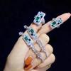 ArtDeco Edwardian Fashion Personalidade Trendy Chanel Ear Studs Feminino pt950 Imitação Esmeralda Brincos Conjunto