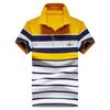 Camiseta Masculina de Manga Curta Listrada Colorida de Verão Transfronteiriça Polo Masculino Elegante Solto Tamanho Grande Casual para Pessoas de Meia-idade