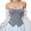 Modelador strapless xadrez preto e branco com controle de barriga e zíper lateral, espartilho modelador da cintura, novo modelo 2026 de modelador