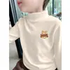 Y2112# camiseta interior de forro polar para niña otoño e invierno nueva de terciopelo para niños con cuello semi-alto estilo western blanco manga larga