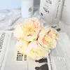 Ramo de Peonías Simuladas de Cinco Cabezas, Flores Artificiales, Estilo Pastoral, Accesorios para Bodas en Casa, Accesorios para Sesiones de Fotos