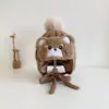 Gorro de otoño e invierno para bebé, lindo pompón grande, tejido, protección para las orejas de niños, sombrero de lana cálido de doble capa, muy lindo, osito