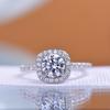 Anillo cuadrado clásico de cuatro garras para bolso Anillo de diamante Moussaint más vendido en Corea Anillo bañado en plata S925 oro de 18K venta al por mayor