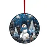 Nuevo Producto Transfronterizo Navidad Disco Azul Muñeco de Nieve Alce Colgante Decoración Árbol de Navidad Colgante Redondo Acrílico