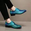 Zapatos de vestir de cuero con cordones y punta fina para hombre de talla grande transfronterizos 40-50 zapatos casuales de cuero para hombre a la moda con rayas sin cordones