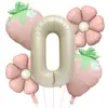 Nuevo Set de Globos con Tema de Frutas de Foil de Aluminio Blanco Lechoso Mate con Fresas para Decoraciones Hawaianas en Fiestas de Cumpleaños Infantiles