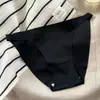 Calcinha fio dental de seda gelada estilo comércio exterior para mulheres, antibacteriana, forro de algodão, cintura baixa, sexy, afina a cintura, desejo puro, calcinha triângulo erótica