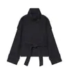 Bestseller Transfronterizo de AliExpress Moda Femenina Versátil Primavera 2026 Abrigo Suave de Doble Botonadura con Cinturón