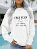 Sudadera con cuello redondo y manga larga informal para mujer, suéter con estampado de ABRAZOS GRATIS, para otoño e invierno, transfronterizo de Europa y Estados Unidos, venta al por mayor
