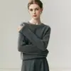 Suéter 100% cachemira pura para mujer, cuello redondo, corte holgado, versátil, diseño minimalista, con un tacto suave y cómodo, de manga larga, estilo pull-over, perfecto como capa base