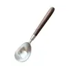 Cuchara de Acero Inoxidable con Mango de Madera de Nogal para Uso Doméstico, Cuchara Redonda, Cuchara para Sopa, Tenedor, Cuchara, Palillos, Cuchara para Arroz Seco Estilo Retro Ins de Restaurante