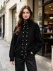 Suéter vermelho de tricô pesado estilo europeu, transpassado, com gola alta, para mulheres, casaco cardigã de tricô grosso estilo 'lazy' para outono e inverno, para mulheres