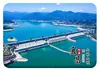 Ímã de Geladeira de Vidro Yichang Três Gargantas Povo Velho Barco à Vela, Barco Antigo no Rio, Casa Palafita, Paisagem Cênica, Ornato Magnético para Decoração de Casa