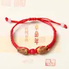Cuerda Roja Año Zodiacal Tejida a Mano Regalo Cuerda Roja de Mano Tejida a Mano para Hombres y Mujeres Cuerda de Mano Tejida a Mano DIY Pulsera del Año del Caballo 2026