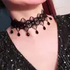 Accesorios Temáticos Oscuros para Adultos, Gargantilla de Encaje Negro, Joyería de Cristal, Cadena para Clavícula Hecha a Mano, Collar Peculiar para Cosplay