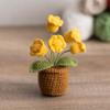 Pequena planta de girassol de lã nova feita à mão em vaso, ornamentos de simulação, presentes decorativos, barraca