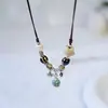 Collar de Cerámica de Jingdezhen con Cuentas Estilo Chino Nuevo Retro Chino Colgante de Gama Alta Gargantilla Cadena para Clavícula Versátil Hanfu