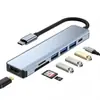 Hub USB C Hub USB 3.0, VIENON Aluminio 8 en 1 Extensor USB con Lector de Tarjetas SD/TF, Conector Auxiliar para Auriculares de 3.5mm para MacBook Pro Air y Más Dispositivos PC/Laptop/Tablet