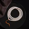 Pulseira de Contas Bodhi Pêssego em Forma de Coração com Pedras Preciosas Múltiplas, Colares Longos de Contas Brancas de Jade de Hainan, Contas de Oração Mãos Livres Multicamadas