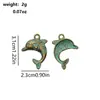 Serie Oceánica Joyería DIY Aleación Galvanizada Delfín y Varios Peces Colgantes Pendientes Verdes Materiales para Collares Accesorios