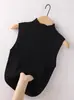 Chaleco de Punto Acanalado sin Mangas de Cuello Medio para Mujer, Corte Ajustado, Camiseta Base Adelgazante sin Mangas, Camiseta, Adecuado para Usar Debajo de un Traje