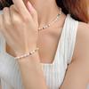 Estilo Francés INS Moda Lujo Ligero de Alta Gama Elegante traje Joyería Simple Natural Pulsera Collar de Perlas de Agua Dulce para Mujer