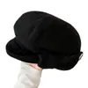 Sombrero Bombín de Ala Ancha con Hebilla Metálica Dulce Japonés para Mujer Otoño Invierno Moda Retro Versátil Boina Sombrero Octagonal