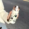 Taza de vacío de dibujos animados de panda lindo taza de bebida portátil para oficina de niña taza para beber para estudiante taza para exteriores rebotante