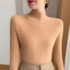 Suéter básico de punto fino de cuello medio alto para mujer de alta gama, nueva prenda de punto de otoño, capa interior adelgazante con patrón de espina de pez