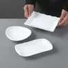 Plato Blanco de Melamina para Snacks y Platos Fríos, Plato para Snacks KTV Bar, Plato Comercial para Guarniciones, Plato para Semillas y Papas Fritas, Vajilla de Imitación Porcelana