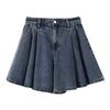Falda Corta de Mezclilla 2026 para Mujer, Nuevo Estilo de Verano, Cintura Alta, Falda de Corte A Adelgazante, Pantalones Falda Anti-Exposición, Falda Midi Plisada Casual