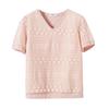 2025 Nuevo Verano Cuello V Manga Corta Tejido de Punto para Mujer, a la Moda, Súper de Hada y Chic Top Camiseta Básica