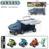 Camión de Contenedores de Dinosaurios Transfronterizo Patinete Mini Coche de Tracción Hacia Atrás Modelo de Dinosaurio de Goma Suave Juguete de Almacenamiento para Niños Coche de Juguete Regalo