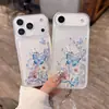 Capa de Celular para 17Promax com Flor de Cristal e Areia Movediça, Capa Anti-Queda para 16Promax, 15Promax