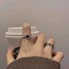 Nuevo anillo retro oscuro, estilo coreano, negro, hip-hop, con apertura de amor, para chica, anillo de nicho simple.