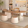 Mesa de Chá para Varanda Mesa e Cadeira de Chá Kung Fu Combinação Pequena Moderna de Alto Padrão Simples para Casa Estilo Creme Mesa de Chá Pequena
