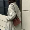 Bolsa Saco Patchwork de Couro Fosco 2026 Nova Camurça Couro Genuíno Cordão Transversal Pequena Bolsa Retro Nicho de Ombro