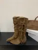 Nuevas Botas Estilo Vintage 2026 con Tacón Grueso, Puntera Puntiaguda que Aumenta la Altura, Hasta la Rodilla, Botas de Caballero Estilo Wasteland, Botas Holgadas Adelgazantes