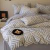Juego de cuatro piezas de ropa de cama de algodón puro clase A engrosado y cepillado, funda nórdica nórdica de algodón 100% para otoño e invierno, juego de tres piezas de sábana encimera, sábana bajera.