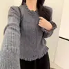 Cardigan de Tricô Renda Estilo Suave LEKA 2026 Outono Novo Suave e Jovem Design Peça de Roupa Exterior Suéter Top