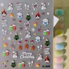 Adesivos 5D em relevo de Natal transfronteiriços, com bonecos de neve 3D, árvores de Natal e bonecos de gengibre, para arte de unhas DIY - SL1836
