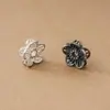 Prata de lei S925, estilo vintage, entremeios de flor de pessegueiro dupla face, entremeios em formato de flor, para montagem de pulseiras com contas DIY, tecelagem de cordões e acessórios de pulseira de cristal