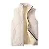Chaleco grueso de algodón con forro polar para hombre, estilo otoño e invierno, cuello alto, acolchado y repujado, cálido, con forro de lana de cordero, adecuado para padres de mediana edad y mayores