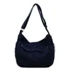 Bolsa Tote de Brim Moda Transfronteiriça, Grande Capacidade, Bolsa de Ombro Feminina Tendência e Versátil, Bolsa Transversal Elegante Estilo Coreano