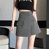 Novo design estilo chinês com fenda irregular e fechamento de botão, culottes curtos, novos culottes femininos de verão
