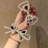 Qi Wei - Anillo para el cabello con lazo grande de perla del mismo estilo, alta elasticidad, estilo coreano, anillo grande para el cabello con lazo, elegante horquilla con perla para niña