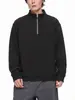Moletom Muqiu Masculino com Meio Zíper e Gola Alta Texturizado de Manga Longa para Homens, Corte Amplo, Esportivo, Casual, Peça para o Dia a Dia